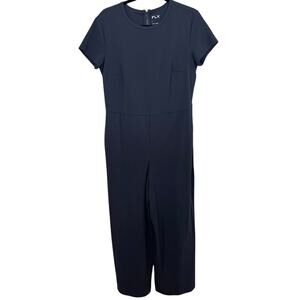 FLX Urban/Commuter Jumpsuit Size Large Steel Blue Stretch Zip Pockets Wide Legs